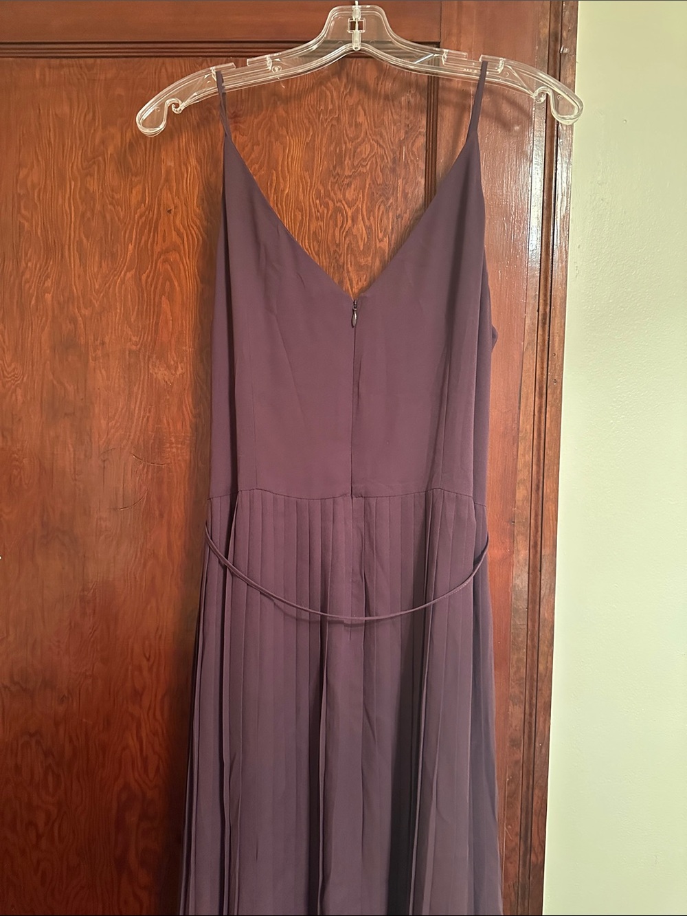 NWT LOFT Outlet Women’s Sz Large Sleeveless Purple Pleated Dress with Waist Tie - Picture 7 of 9